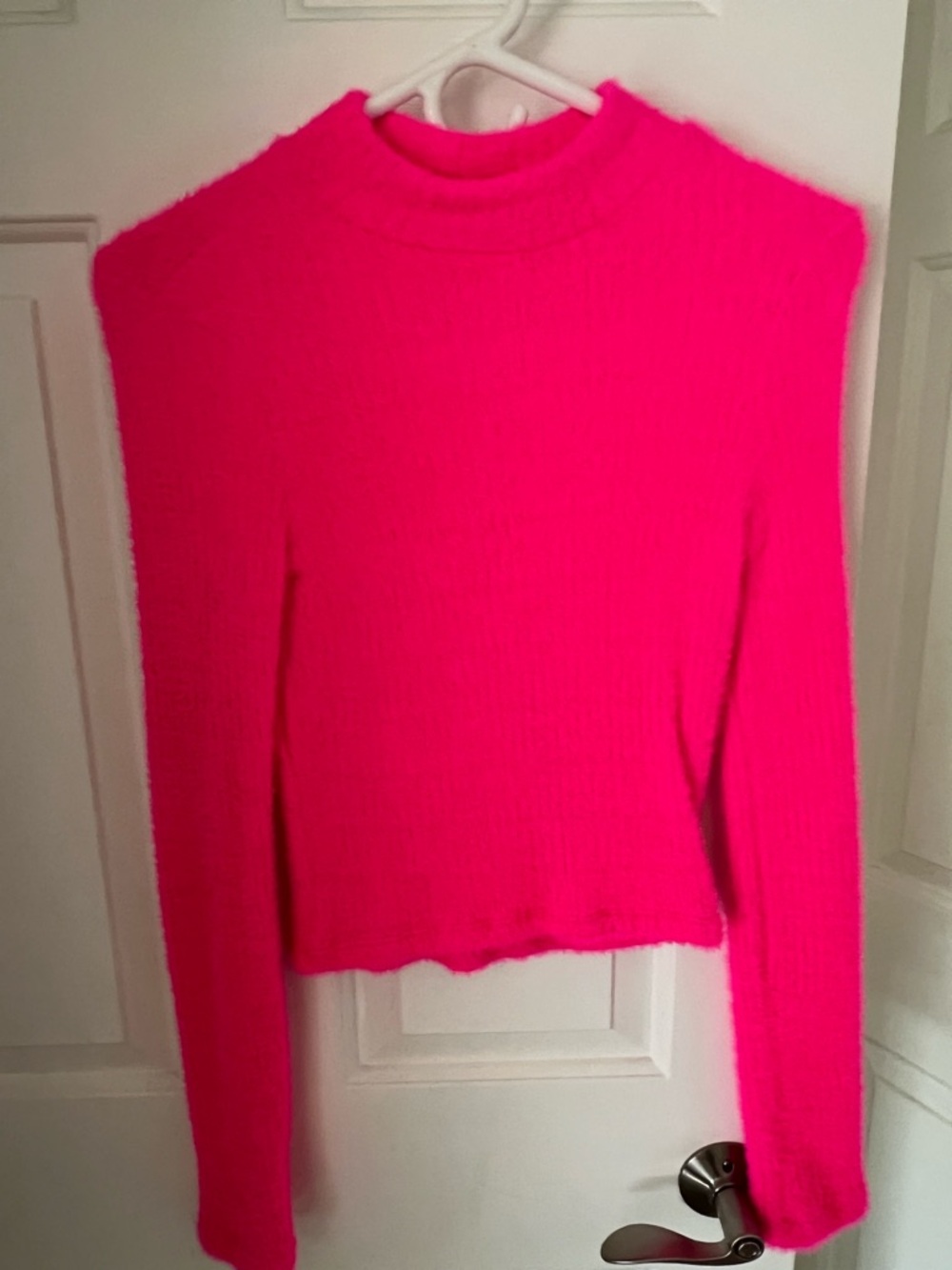 Anthropologie Hot Pink Cropped Ribbed Sweater